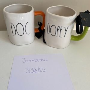 Set of 2 mugs. Doc and dopey. Rae dunn. New